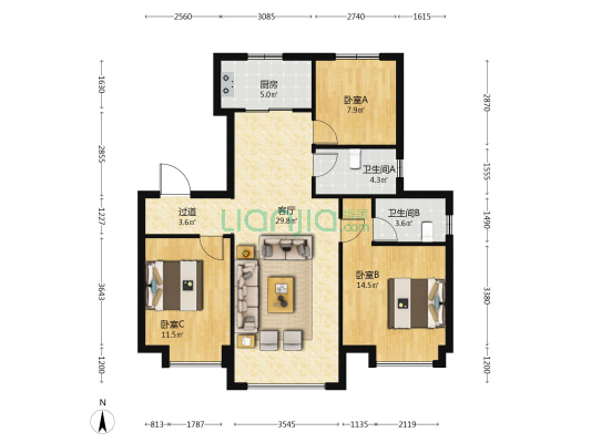 碧桂园翡翠郡二期 3室1厅2卫 114平方