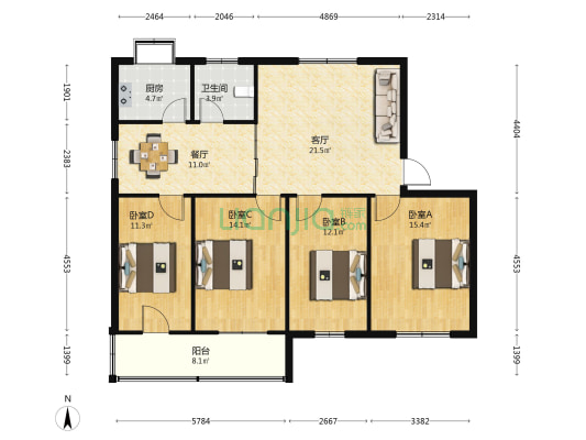 纸坊饭店集资房 4室2厅1卫 120平方