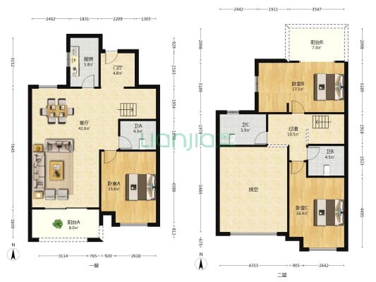碧桂园湘江智谷 3室1厅3卫 169平方
