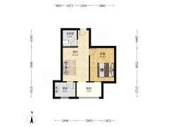 朝南正规一室一厅 简单装修 视野好 户型方正-涿州天保郦景户型图