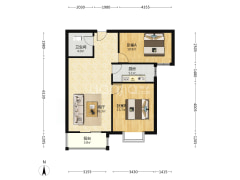 房子朝南两居室，采光无遮挡，房本满二。-涿州翡翠城户型图