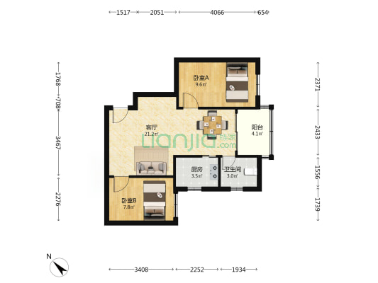 怡心苑 2室1厅1卫 64平方