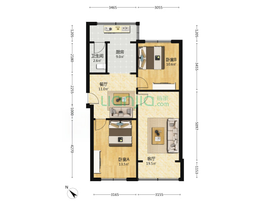 金罗路6号 2室2厅1卫 78平方