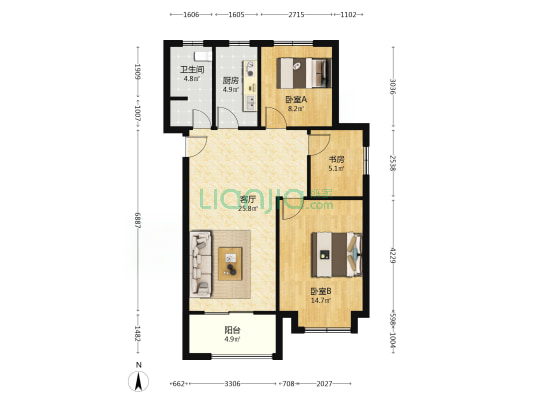 舒童雅苑舒兴苑 3室1厅1卫 98平方