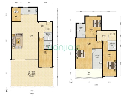 湖前印院 5室1厅5卫 280平方