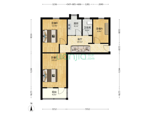 长虹路203号 3室1厅1卫 66平方