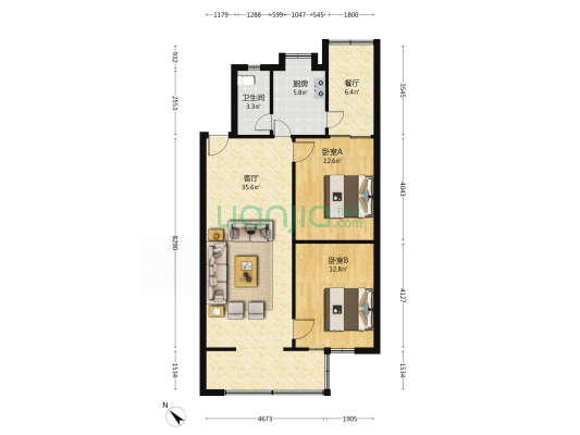 林巷子13号 2室2厅1卫 77平方