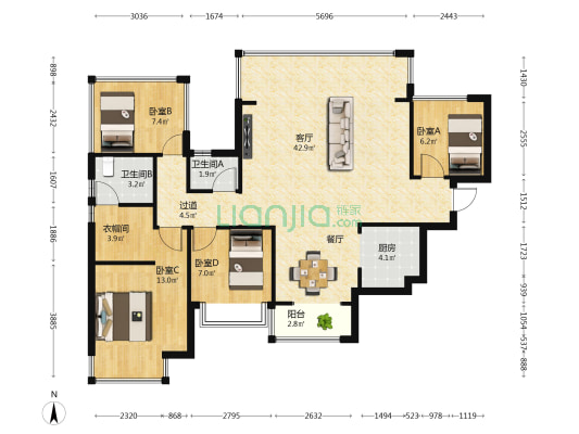银光御品 4室1厅2卫 112平方