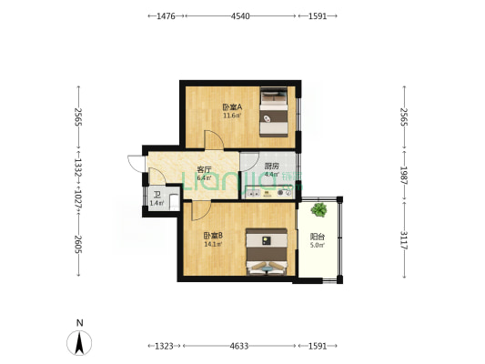 军供路24号院 2室1厅1卫 49平方