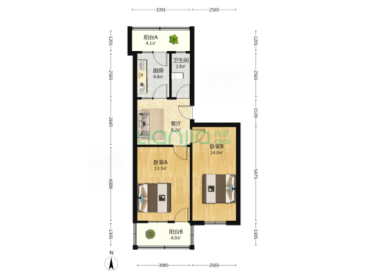 司法局家属院 2室1厅1卫 59平方