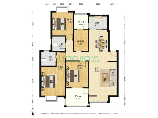 三和丽水香江南区 3室1厅2卫 127平方