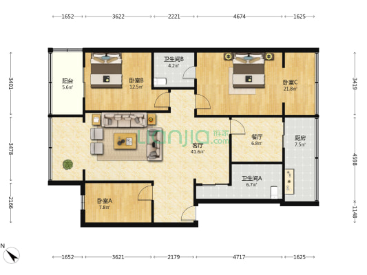 西林巷14号 3室2厅2卫 141平方