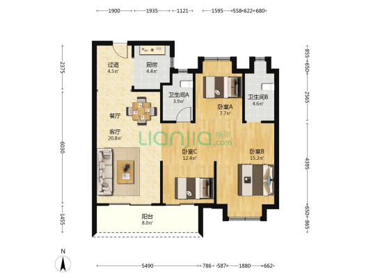 武汉融创城建甘露山文创城 3室1厅2卫 106平方
