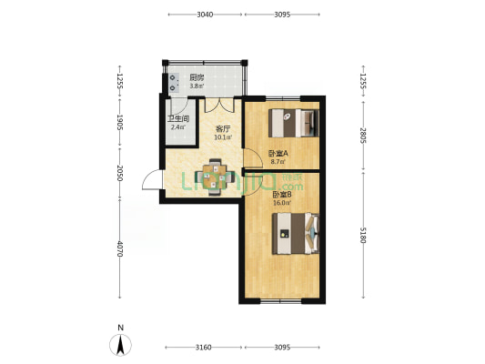 交警二队宿舍 2室1厅1卫 51平方