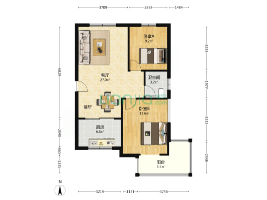 千林学府广场 2室1厅1卫 97平方