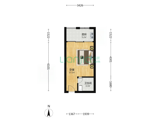 加州派 1室0厅1卫 37平方