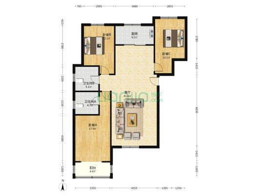 香港豪庭位于涿州市医院旁，838沿线-户型图