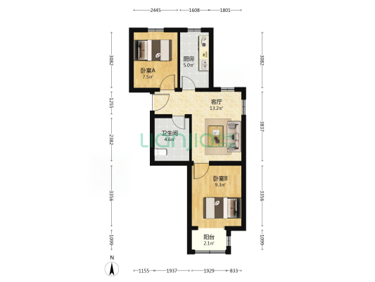 怡和雅苑小区 2室1厅1卫 62平方