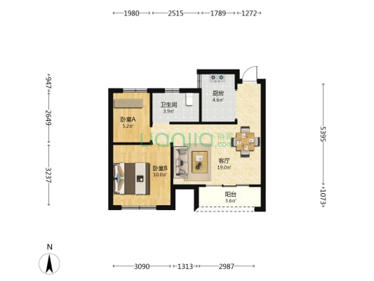 前胡小区 2室1厅1卫 65平方