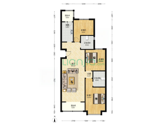 太原珺睿 3室1厅2卫 130平方