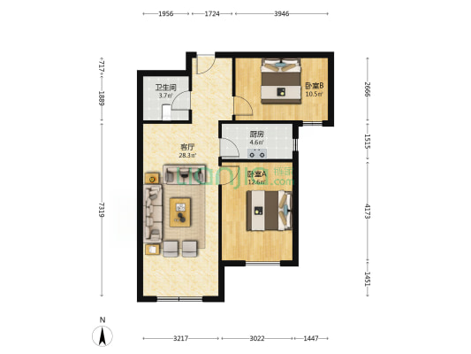 狮子城2居全南户型带装修诚意出售好楼层-户型图