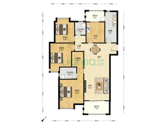 保利时代k33项目 4室1厅2卫 160平方