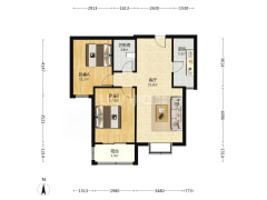 名流美域 2室1厅 南 北-涿州名流美域户型图