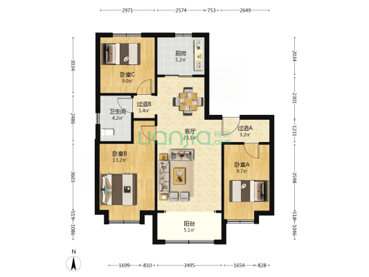 碧桂园华厦阅海 3室1厅1卫 108平方