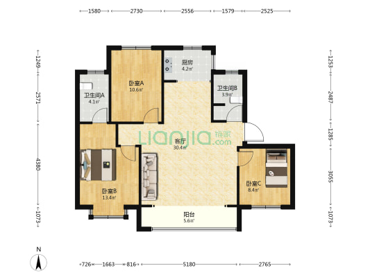 花溪·境园 3室1厅2卫 116平方