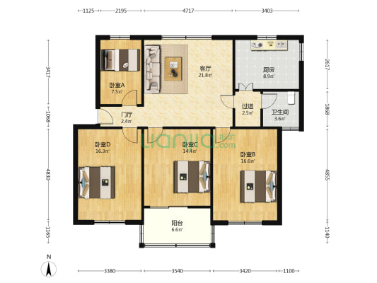 碧霞16号 4室1厅1卫 117平方