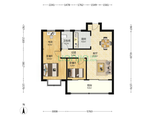 金浦御龙湾I区 3室1厅1卫 87平方