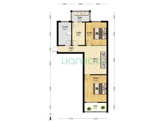 中原报社家属院 2室1厅1卫 77平方