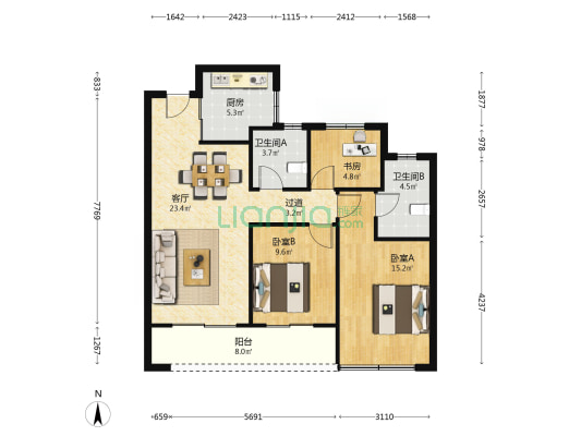 杭房启润学府 3室1厅2卫 101平方