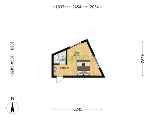 海岸尚城 1室0厅1卫 26平方