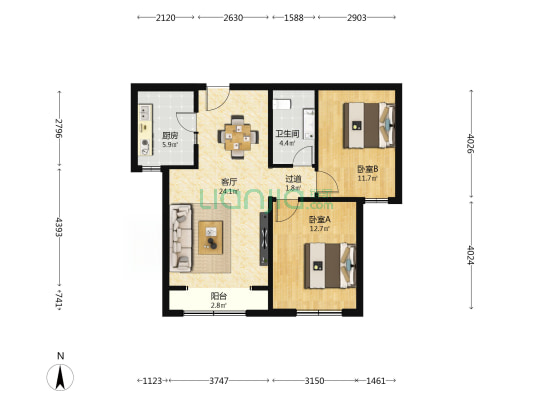 金泰丽湾悦栖山西区 2室1厅1卫 92平方
