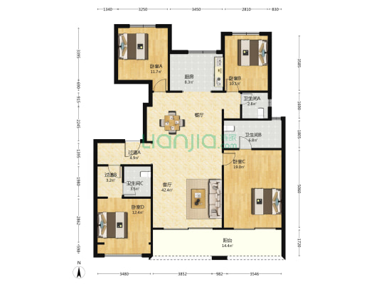 星联枫桥湾 4室1厅3卫 170平方