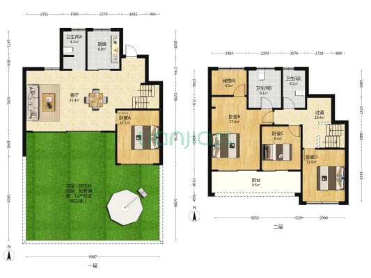 春境东来院 4室1厅3卫 151平方