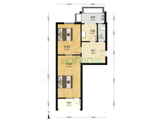 石油大众宿舍 2室1厅1卫 68平方
