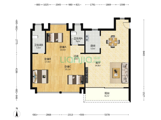 光谷中央公园 3室1厅2卫 124平方