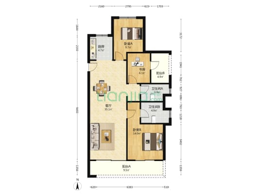 中交·麓江春望 3室1厅2卫 119平方