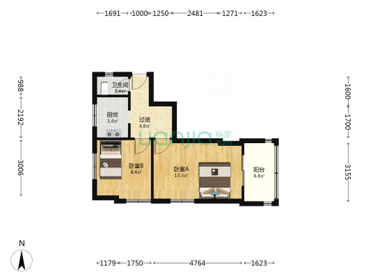 庆丰小区 2室0厅1卫 48平方