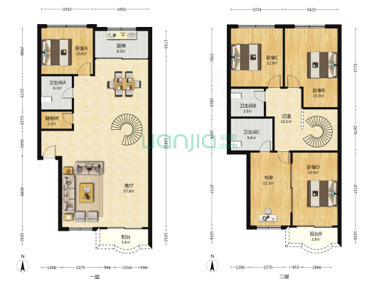 远大花苑 5室1厅3卫 198平方