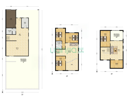 双拼别墅，南北通透一层大客厅，南北户型-户型图