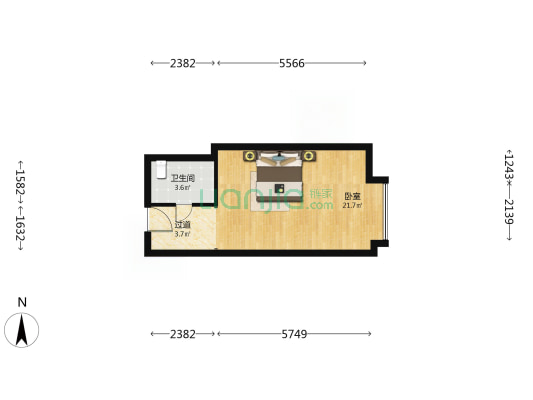 索尔国际 1室0厅1卫 46平方