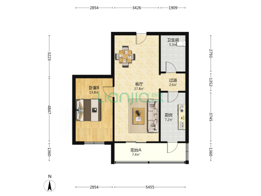 环海公寓 1室1厅1卫 80平方