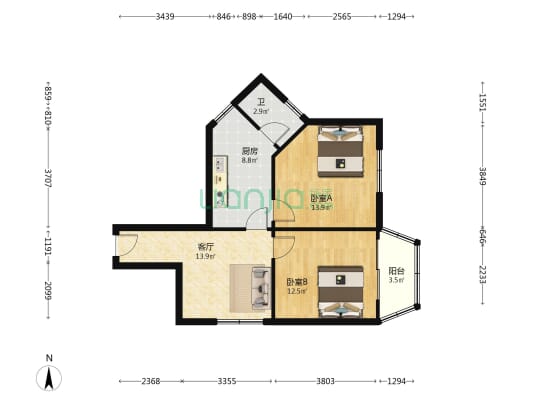 农行公寓 2室1厅1卫 62平方