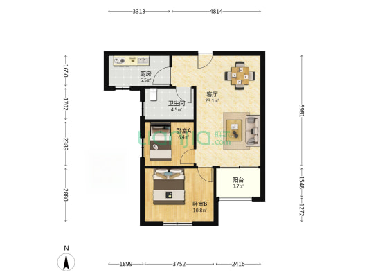 维佳·关山郡 2室1厅1卫 80平方