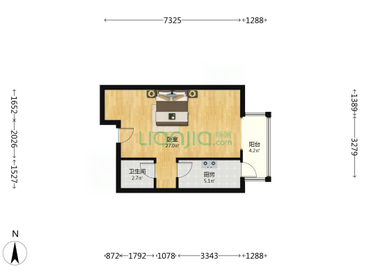 房子是去年新装修的  朝东   上午采光很好-户型图