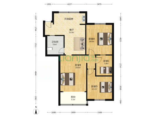 教育厅宿舍 4室1厅1卫 103平方