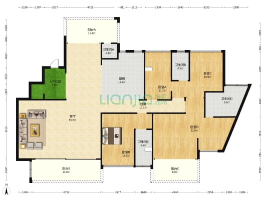 玖御府 4室1厅4卫 253平方